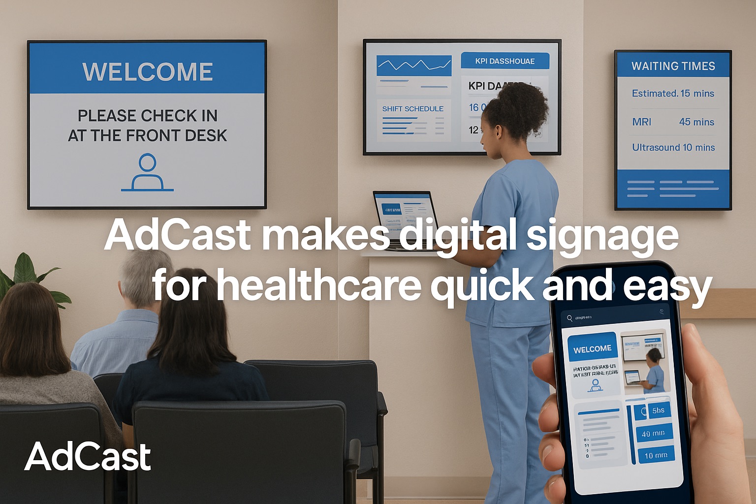 AdCast hace que el digital signage para el sector sanitario sea rápido y sencillo